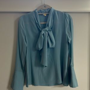 Light Blue Bow Blouse